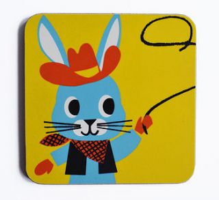 rodeo rabbit melamine coaster by ketchup on everything