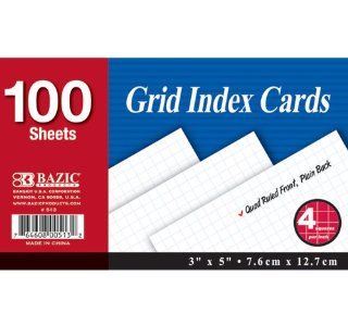 BAZIC Quad Ruled Index Card, 3 x 5 Inch, White, 100 Count  Index Cards Graph 