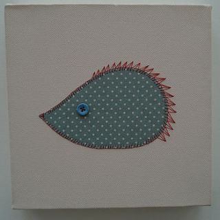 hand stitched hedgehog canvas by green goose designs