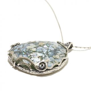 Noa Zuman Jewelry Designs Trilliant Cut Roman Glass Pendant with Chain
