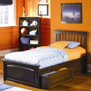 Atlantic Furniture Brooklyn Platform Bed with Raised Panel Drawers in