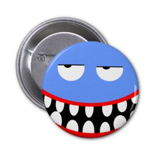 funny cartoon monster face pinback button