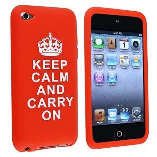 eForCity Silicone Skin Case for iPod touch 4G (Red with "Keep Calm And Carry On" Quote)   Players & Accessories