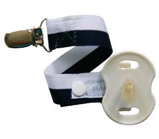 Team Spirit Navy & White Stripe Binkmeister Pacifier Clip With Snap Closure   Keeps Pacifiers and Teethers Off the Floor   Mom Essential   Perfect for Your Little Fan  Baby Pacifier Leashes  Baby