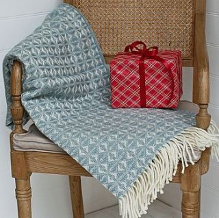 duck egg cobweave wool throw by marquis & dawe