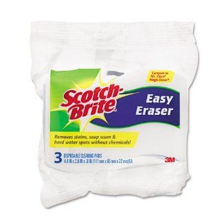 Scotch Brite Products   Scotch Brite   Erasing Pad, Blue, 3/Pack   Sold As 1 Pack   Quickly and easily remove crayon, markers, scuff marks and hard water stains.   Next generation foam material cleans without harsh chemicals.   Just add water, squeeze out 