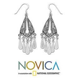 Sterling Silver 'Silk Shawl' Chandelier Earrings (Thailand) Novica Earrings