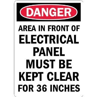 SmartSign Adhesive Vinyl Label, Legend "Danger Electrical Panel Must Be Kept Clear", 14" high x 10" wide, Black/Red on White Industrial Warning Signs