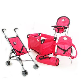 The New York Doll Collection 4 piece Doll Playset with Stroller The New York Doll Collection Furniture & Accessories