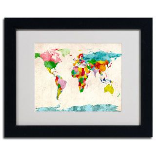 Michael Tompsett 'Watercolor Countries' Framed Matted Art Trademark Fine Art Canvas