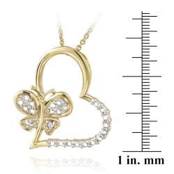 DB Designs 18k Gold over Silver Diamond Accent Butterfly Heart Necklace DB Designs Diamond Necklaces