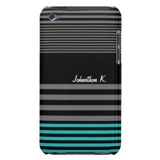 Preppy and Fresh Teal Stripes With Name Barely There iPod Cover