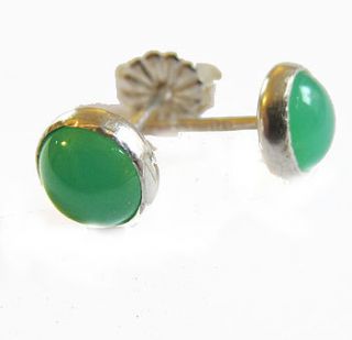 teo green chrysoprase silver stud earrings by catherine marche jewellery