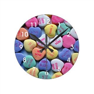 Sweetheart Candy Sayings Valentine's Day Round Clocks