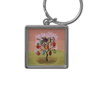 Cherry Blossom with oriental paper lanterns Keychain