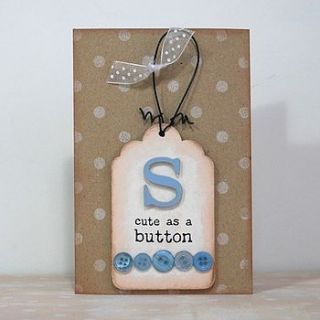 'cute as button' baby card and keepsake by ella creative