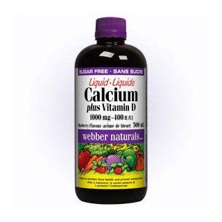 Webber Naturals Liquid Calcium plus Vitamin D, 1000mg/400IU, Blueberry Flavour, 500mL Health & Personal Care