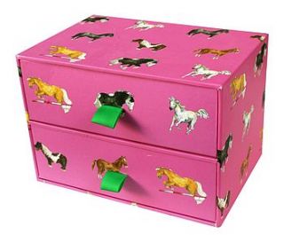 two drawer storage box   pink horsies by milly green