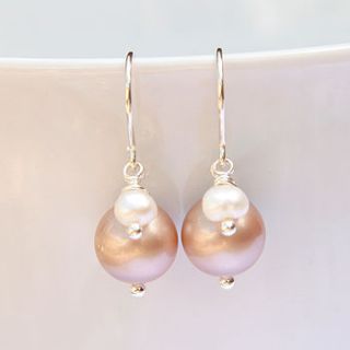 glass pearl and freshwater pearl earrings by myhartbeading