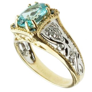 Michael Valitutti 14k Two tone Gold Blue Apatite and Diamond Ring Michael Valitutti Gemstone Rings