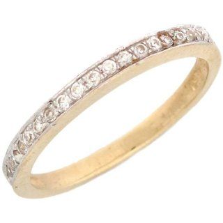 10k Yellow Gold Gorgeous Round CZ Pave Wedding Band Ring Jewelry