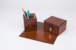 leather desk set small by life of riley