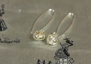 handmade long silver knot earrings by jemima lumley jewellery