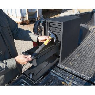 Wel-Bilt Locking Sliding Drawer Steel Truck Box — 5-Drawer, Vertical, Black, Fits 8ft. Bed, 21in.L x 8 1/2in.W x 19in.H  Truck Box Storage Drawers