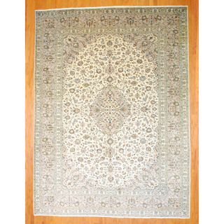 Persian Hand knotted Kashan Ivory/ Beige Wool Rug (9'7 x 13') 7x9   10x14 Rugs