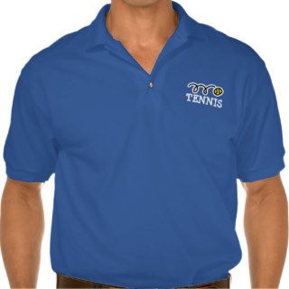 Blue tennis polo with sport logo and custom text