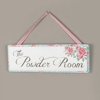 vintage rose bathroom powder room hanging sign by dibor