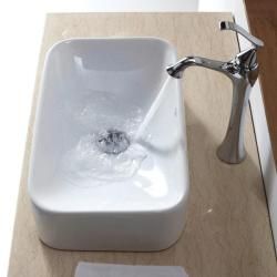 Kraus White Rectangular Ceramic Sink and Ventus Faucet Kraus Sink & Faucet Sets