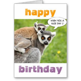 happy birthday lemur greetingcard greeting cards