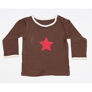 organic brown long sleeve star printed top by mittymoos