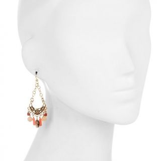 Studio Barse Pink Quartz and Multigemstone Bronze "Peachy" Chandelier Earrings
