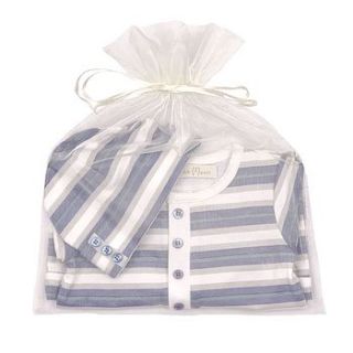 baby boy stripy romper and hat gift set by toffee moon
