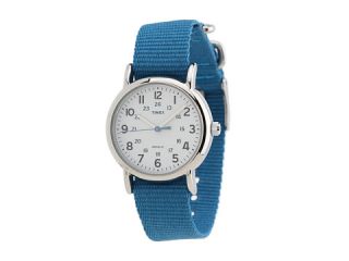Timex Weekender Blue And Gray Slip Through Strap Watch Silver