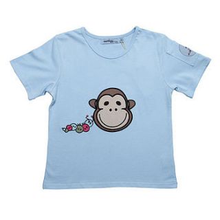 child's sky blue t shirt with monkey+bob by monkey + bob