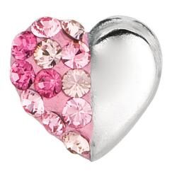 Sterling Silver Light rose Round Crystal Heart Stud Earrings Crystal, Glass & Bead Earrings