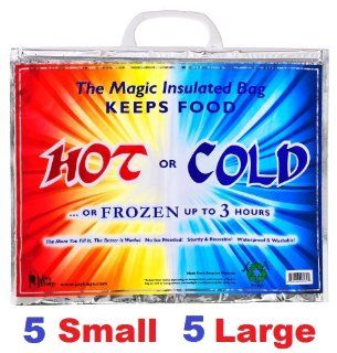 (10) Insulated Bags, Keeps Food Hot or Cold with Handle *Great Quality* (Includes 5 Large and 5 Small Bags)  Outdoor Kitchen Cooler Bins  Patio, Lawn & Garden