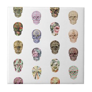Funny Girly Colorful Skulls floral & Patterns Ceramic Tiles