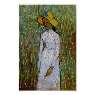 Young Girl, Background of Wheat, Vincent van Gogh Posters