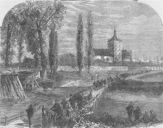 CZECH REP Pardubitz Castle, Bohemia, antique print, 1866  