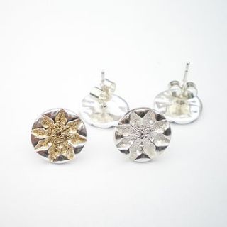 silver and gold snowflake earrings by ali bali jewellery