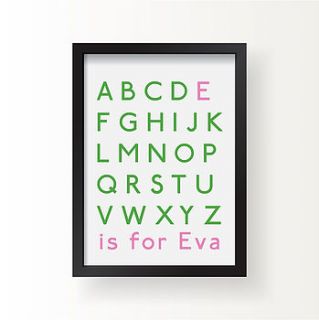 personalised children's alphabet poster by parkins interiors
