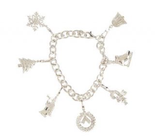 AffinityDiamond 3/4 ct tw Sterling & 18K Clad Holiday Charm Bracelet —