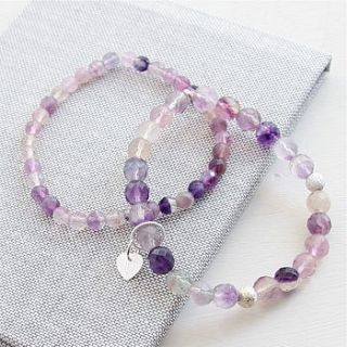fluorite and silver heart bracelet set by myhartbeading