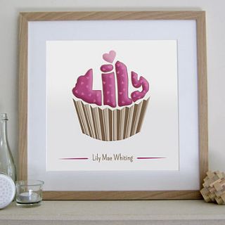 personalised cupcake print by name art
