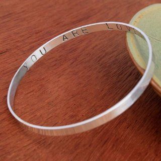 Sterling Silver Custom Stamped Bangle with Secret Inscription Jewelry