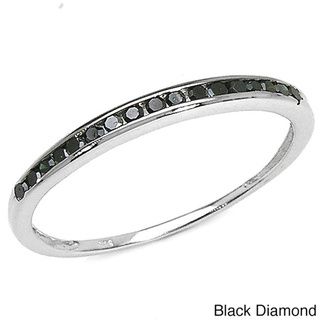 Malaika Sterling Silver 1/5ct TDW Black or Blue Diamond Ring Malaika Women's Wedding Bands